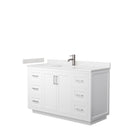 Wyndham Miranda 54" Single Bathroom Vanity In White Light-Vein Carrara Cultured Marble Countertop Undermount Square Sink Brushed Nickel Trim WCF292954SWHC2UNSMXX