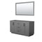 Wyndham Miranda 60" Double Bathroom Vanity In Dark Gray No Countertop No Sink Black Trims And 58" Mirror WCF292960DGBCXSXXM58