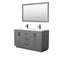 Wyndham Miranda 60" Double Bathroom Vanity In Dark Gray Matte White Solid Surface In 1.25" Thickness Integrated Sinks Black Trims And 58" Mirror WCF292960DGBK1INTM58