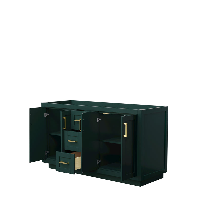 Wyndham Miranda 60" Double Bathroom Vanity In Green No Countertop No Sink Brushed Gold Trim WCF292960DGDCXSXXMXX