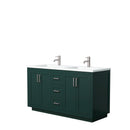 Wyndham Miranda 60" Double Bathroom Vanity In Green 1.25" Thick Matte White Solid Surface Countertop Integrated Sinks Brushed Nickel Trim WCF292960DGEK1INTMXX