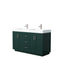 Wyndham Miranda 60" Double Bathroom Vanity In Green 4" Thick Matte White Solid Surface Countertop Integrated Sinks Brushed Nickel Trim WCF292960DGEK4INTMXX