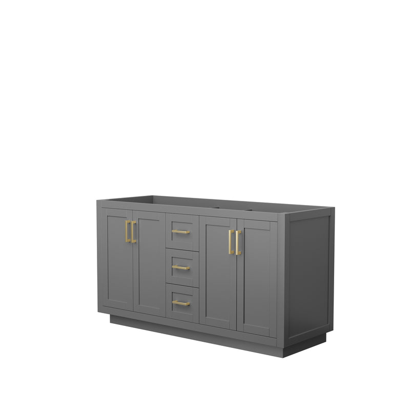 Wyndham Miranda 60" Double Bathroom Vanity In Dark Gray No Countertop No Sink Brushed Gold Trims And No Mirror WCF292960DGGCXSXXMXX