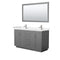 Wyndham Miranda 60" Double Bathroom Vanity In Dark Gray Light-Vein Carrara Cultured Marble Countertop Undermount Square Sinks Brushed Nickel Trims And 58" M WCF292960DKGC2UNSM58