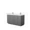 Wyndham Miranda 60" Double Bathroom Vanity In Dark Gray White Cultured Marble Countertop Undermount Square Sinks Brushed Nickel Trims And No Mirror WCF292960DKGWCUNSMXX