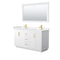 Wyndham Miranda 60" Double Bathroom Vanity In White Light-Vein Carrara Cultured Marble Countertop Undermount Square Sinks Brushed Gold Trims And 58" Mirror WCF292960DWGC2UNSM58