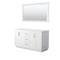 Wyndham Miranda 60" Double Bathroom Vanity In White No Countertop No Sink Brushed Gold Trims And 58" Mirror WCF292960DWGCXSXXM58