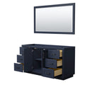 Wyndham Miranda 60" Single Bathroom Vanity In Dark Blue No Countertop No Sink Black Trims and 58" Mirror WCF292960SBBCXSXXM58