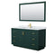 Wyndham Miranda 60" Single Bathroom Vanity In Green White Carrara Marble Countertop Undermount Square Sink Brushed Gold Trim 58" Mirror WCF292960SGDCMUNSM58