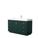 Wyndham Miranda 60" Single Bathroom Vanity In Green 4" Thick Matte White Solid Surface Countertop Integrated Sink Brushed Gold Trim WCF292960SGDK4INTMXX