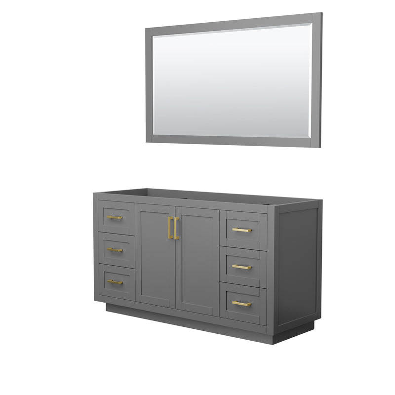 Wyndham Miranda 60" Single Bathroom Vanity In Dark Gray No Countertop No Sink Brushed Gold Trims And 58" Mirror WCF292960SGGCXSXXM58