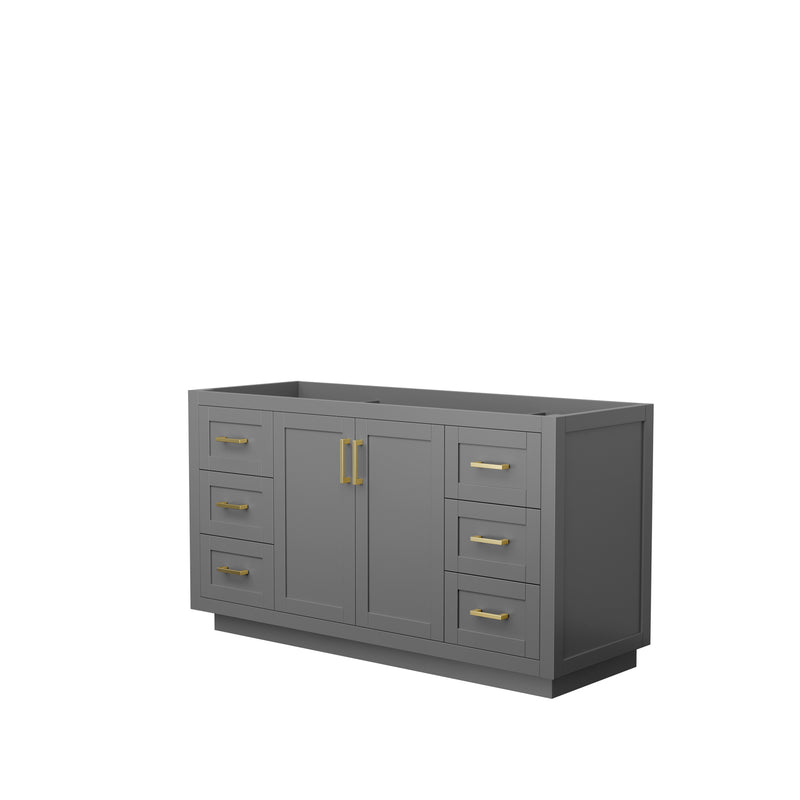 Wyndham Miranda 60" Single Bathroom Vanity In Dark Gray No Countertop No Sink Brushed Gold Trims And No Mirror WCF292960SGGCXSXXMXX