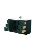Wyndham Miranda 60" Single Bathroom Vanity In Green 1.25" Thick Matte White Solid Surface Countertop Integrated Sink Matte Black Trim WCF292960SGKK1INTMXX