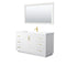 Wyndham Miranda 60" Single Bathroom Vanity In White Matte White Solid Surface In 1.25" Thickness Integrated Sink Brushed Gold Trims And 58" Mirror WCF292960SWGK1INTM58