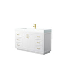 Wyndham Miranda 60" Single Bathroom Vanity In White Matte White Solid Surface In 4" Thickness Integrated Sink Brushed Gold Trims And No Mirror WCF292960SWGK4INTMXX