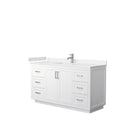 Wyndham Miranda 60" Single Bathroom Vanity In White Light-Vein Carrara Cultured Marble Countertop Undermount Square Sink Brushed Nickel Trims And No Mirror WCF292960SWHC2UNSMXX