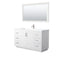 Wyndham Miranda 60" Single Bathroom Vanity In White Matte White Solid Surface In 1.25" Thickness Integrated Sink Brushed Nickel Trims And 58" Mirror WCF292960SWHK1INTM58