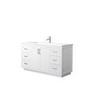 Wyndham Miranda 60" Single Bathroom Vanity In White Matte White Solid Surface In 1.25" Thickness Integrated Sink Brushed Nickel Trims And No Mirror WCF292960SWHK1INTMXX