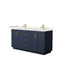 Wyndham Miranda 66" Double Bathroom Vanity In Dark Blue White Cultured Marble Countertop Undermount Square Sinks Brushed Gold Trim WCF292966DBLWCUNSMXX