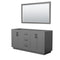 Wyndham Miranda 66" Double Bathroom Vanity In Dark Gray No Countertop No Sink Matte Black Trim 58" Mirror WCF292966DGBCXSXXM58