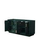 Wyndham Miranda 66" Double Bathroom Vanity In Green No Countertop No Sink Brushed Gold Trim WCF292966DGDCXSXXMXX