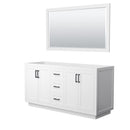 Wyndham Miranda 66" Double Bathroom Vanity In White No Countertop No Sink Matte Black Trim 58" Mirror WCF292966DWBCXSXXM58