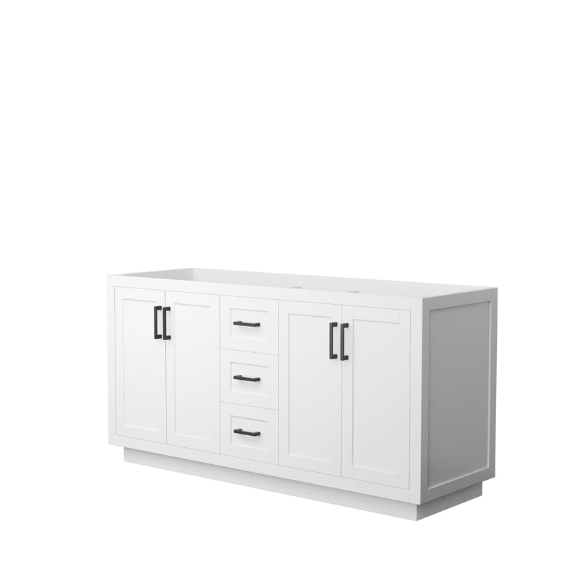 Wyndham Miranda 66" Double Bathroom Vanity In White No Countertop No Sink Matte Black Trim WCF292966DWBCXSXXMXX