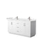 Wyndham Miranda 66" Double Bathroom Vanity In White Light-Vein Carrara Cultured Marble Countertop Undermount Square Sinks Brushed Nickel Trim WCF292966DWHC2UNSMXX