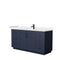 Wyndham Miranda 66" Single Bathroom Vanity In Dark Blue Light-Vein Carrara Cultured Marble Countertop Undermount Square Sink Matte Black Trim WCF292966SBBC2UNSMXX