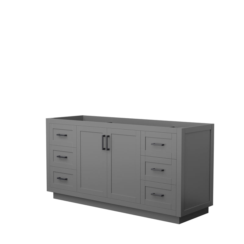 Wyndham Miranda 66" Single Bathroom Vanity In Dark Gray No Countertop No Sink Matte Black Trim WCF292966SGBCXSXXMXX