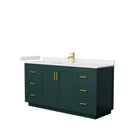 Wyndham Miranda 66" Single Bathroom Vanity In Green Light-Vein Carrara Cultured Marble Countertop Undermount Square Sink Brushed Gold Trim WCF292966SGDC2UNSMXX