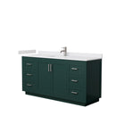 Wyndham Miranda 66" Single Bathroom Vanity In Green White Cultured Marble Countertop Undermount Square Sink Brushed Nickel Trim WCF292966SGEWCUNSMXX