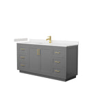 Wyndham Miranda 66" Single Bathroom Vanity In Dark Gray Light-Vein Carrara Cultured Marble Countertop Undermount Square Sink Brushed Gold Trim WCF292966SGGC2UNSMXX