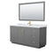 Wyndham Miranda 66" Single Bathroom Vanity In Dark Gray White Carrara Marble Countertop Undermount Square Sink Brushed Gold Trim 58" Mirror WCF292966SGGCMUNSM58