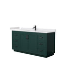 Wyndham Miranda 66" Single Bathroom Vanity In Green White Cultured Marble Countertop Undermount Square Sink Matte Black Trim WCF292966SGKWCUNSMXX