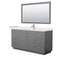 Wyndham Miranda 66" Single Bathroom Vanity In Dark Gray Light-Vein Carrara Cultured Marble Countertop Undermount Square Sink Brushed Nickel Trim 58" Mirror WCF292966SKGC2UNSM58