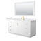 Wyndham Miranda 66" Single Bathroom Vanity In White White Cultured Marble Countertop Undermount Square Sink Brushed Gold Trim 58" Mirror WCF292966SWGWCUNSM58