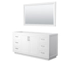 Wyndham Miranda 66" Single Bathroom Vanity In White No Countertop No Sink Brushed Nickel Trim 58" Mirror WCF292966SWHCXSXXM58