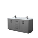 Wyndham Miranda 72" Double Bathroom Vanity In Dark Gray White Carrara Marble Countertop Undermount Square Sinks Black Trims And No Mirror WCF292972DGBCMUNSMXX