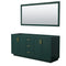 Wyndham Miranda 72" Double Bathroom Vanity In Green No Countertop No Sink Brushed Gold Trim 70" Mirror WCF292972DGDCXSXXM70