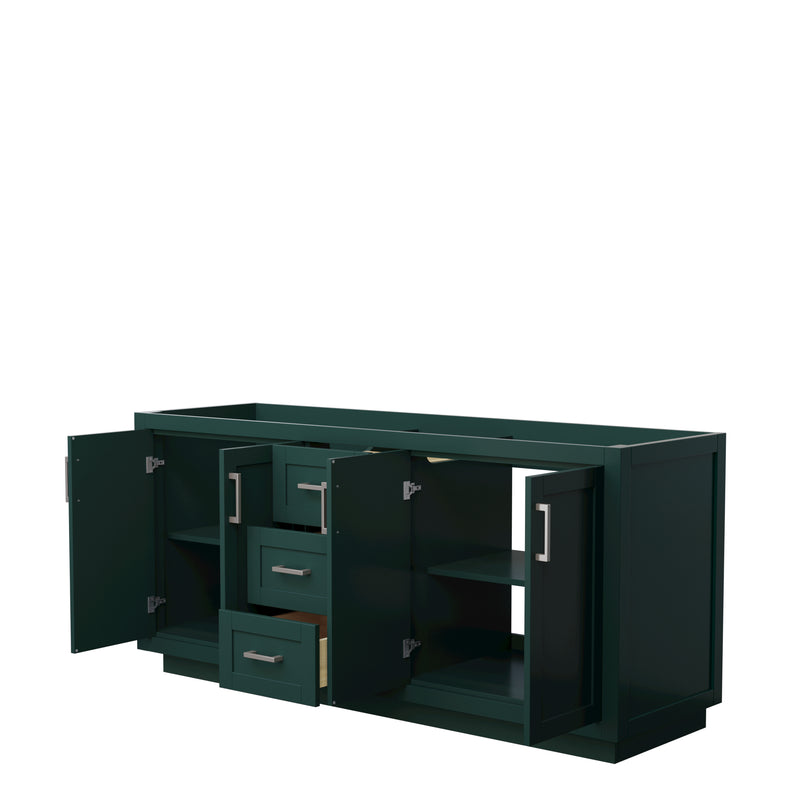 Wyndham Miranda 72" Double Bathroom Vanity In Green No Countertop No Sink Brushed Nickel Trim WCF292972DGECXSXXMXX