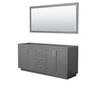 Wyndham Miranda 72" Double Bathroom Vanity In Dark Gray No Countertop No Sink Brushed Gold Trims And 70" Mirror WCF292972DGGCXSXXM70