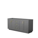 Wyndham Miranda 72" Double Bathroom Vanity In Dark Gray No Countertop No Sink Brushed Gold Trims And No Mirror WCF292972DGGCXSXXMXX