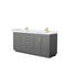 Wyndham Miranda 72" Double Bathroom Vanity In Dark Gray White Cultured Marble Countertop Undermount Square Sinks Brushed Gold Trims And No Mirror WCF292972DGGWCUNSMXX