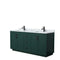 Wyndham Miranda 72" Double Bathroom Vanity In Green White Carrara Marble Countertop Undermount Square Sinks Matte Black Trim WCF292972DGKCMUNSMXX