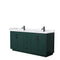 Wyndham Miranda 72" Double Bathroom Vanity In Green White Cultured Marble Countertop Undermount Square Sinks Matte Black Trim WCF292972DGKWCUNSMXX