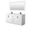 Wyndham Miranda 72" Double Bathroom Vanity In White White Carrara Marble Countertop Undermount Square Sinks Black Trims And 70" Mirror WCF292972DWBCMUNSM70