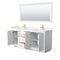 Wyndham Miranda 72" Double Bathroom Vanity In White Light-Vein Carrara Cultured Marble Countertop Undermount Square Sinks Brushed Gold Trims and 70" Mirror WCF292972DWGC2UNSM70