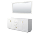 Wyndham Miranda 72" Double Bathroom Vanity In White No Countertop No Sink Brushed Gold Trims And 70" Mirror WCF292972DWGCXSXXM70