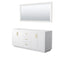 Wyndham Miranda 72" Double Bathroom Vanity In White No Countertop No Sink Brushed Gold Trims And 70" Mirror WCF292972DWGCXSXXM70